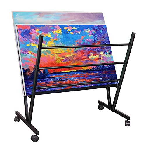 Falling in Art Metal Print Rack, Drying Display, Storage Stand for Artworks, Posters, Prints, Great Assistant for Shows & Galleries, Easy Moving with Falling in Art