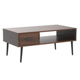 HAIOOU Coffee Table, Mid Century Modern Style Cocktail Table TV Stand with Drawer, Open Storage Shelf, Stable Floor-Anti-Scratching Pine Leg for HAIOOU