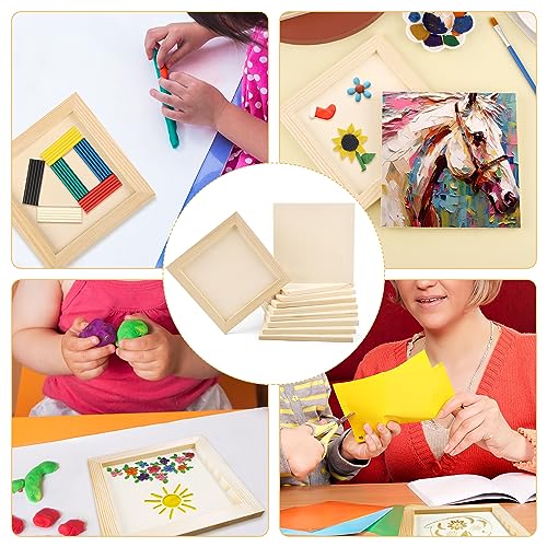 50pcs Unfinished Wood Canvas, 6x6 Inch Multipurpose Blank Wood Canvas Boards Pine Wood Panels Wood Canvases for Painting Drawing Craft DIY Art PEUTIER