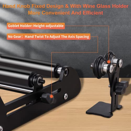 Laser Rotary Roller, Laser Engraver Y-axis Rotary Roller for Cylindrical Objects of Different Sizes and Longer Objects, Compatible with Most CNC - WoodArtSupply