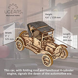UGEARS Classic Model Car Kit - 3D Puzzles for Adults and Kids with Folding Roof and Functional 4 Cylinder Engine - Model Car Kits for Adults 3D UGEARS