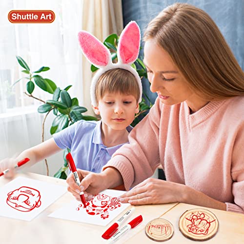 Shuttle Art Permanent Markers, 30 Pack Red Permanent Marker set,Fine Point, Works on Plastic,Wood,Stone,Metal and Glass for Doodling, Marking… Shuttle Art
