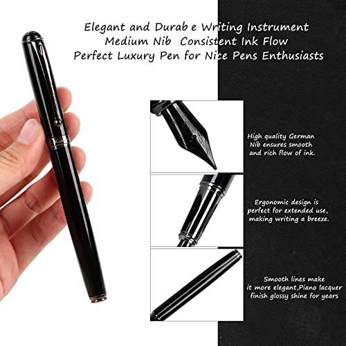 Zalantan Fountain Pen-Smooth Writing Metal Water Pen with Gift Case Fine Nib Consistent Ink Flow Luxury Pen for Nice Pens Enthusiasts Includes 10 Zalantan