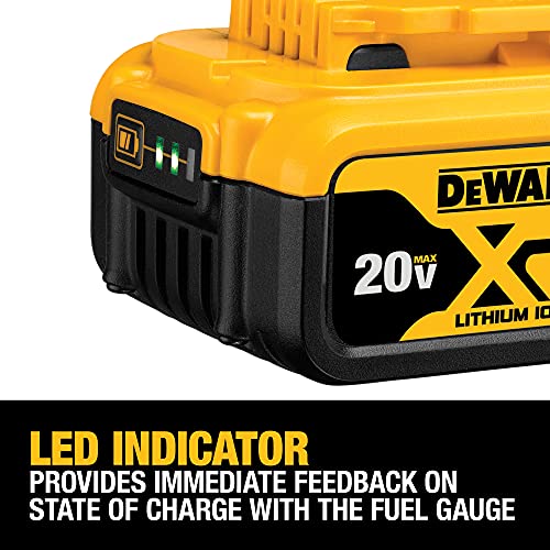 DEWALT 20V MAX Battery, Lithium Ion, 2 Ah and 4 Ah, 4-Pack, Fuel Gauge LED Charge Indicators (DCB324-4) DEWALT