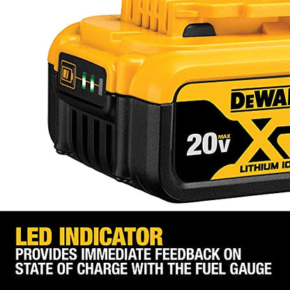 DEWALT 20V MAX Battery, Lithium Ion, 2 Ah and 4 Ah, 4-Pack, Fuel Gauge LED Charge Indicators (DCB324-4) - WoodArtSupply