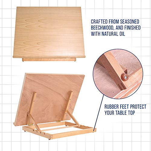 US Art Supply Large 20-1/2" Wide x 17" Tall 5-Position Adjustable Wood Artist Drawing & Sketching Board