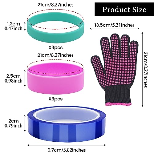Universal Sublimation Tumblers Kit, 2Pcs Heat Gloves for Sublimation, 6 Pcs Silicone Bands for Sublimation Tumbler, 1 Pc Heat Tape for Sublimation