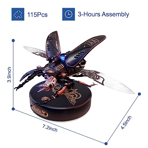 ROBOTIME MI03 Model Kits for Adults/Teens-Storm Beetle Model Building Kits-115 Pieces Mechanical 3D Puzzle-Birthday Gift for Men-Aesthetic Desk Toy - WoodArtSupply