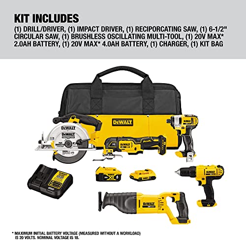 DEWALT 20V MAX Power Tool Combo Kit, 4-Tool Cordless Power Tool Set with Battery and Charger (DCK551D1M1) DEWALT