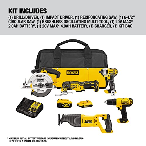 DEWALT 20V MAX Power Tool Combo Kit, 4-Tool Cordless Power Tool Set with Battery and Charger (DCK551D1M1) - WoodArtSupply