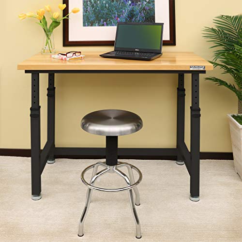 Seville Classics UltraHD Heavy Duty Height Adjustable Workbench Table w/ Solid Wood Top, 1000 lbs. Weight Capacity Workstation for Garage, Warehouse, Seville Classics