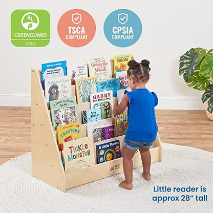 ECR4Kids Single-Sided Book Display, Classroom Bookshelf, Natural - WoodArtSupply