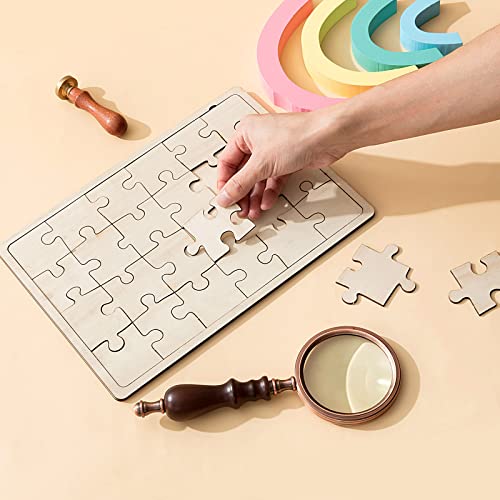 9 Sheets Unfinished Wood Puzzles Blank Puzzle Pieces Wooden Jigsaw Puzzles Freeform Things to Paint, Write and Draw On, Make Your Own Puzzle for Kids - WoodArtSupply