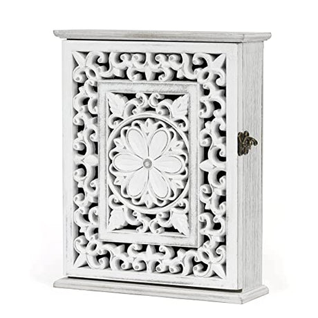 AHUONEL Wooden Key Holder for Wall, Key Box Key Cabinet, Key Hooks Wall Mounted Key Hangers Rustic Decorative Key Rack with 6 Key Hooks for Home AHUONEL