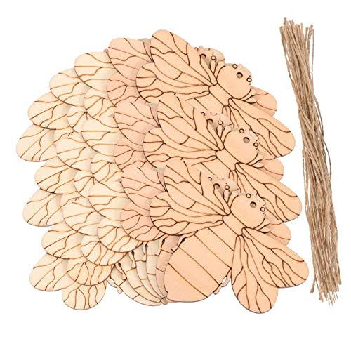 SEWACC 50 Sets Chrysanthemum on Blank Wood Chip Wood Cutouts Ornaments Summer Tree Ornaments Unfinished Wood Slices DIY Spring Decor for Home Wood