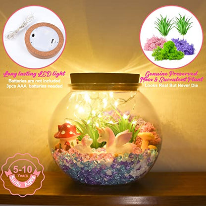 Unicorn Gifts for Girls - Light up Unicorn Terrarium Kit for Kids - DIY Unicorn Arts & Crafts Toy - Birthday Gifts for Kids Age 5 6 7 8-12 Year Old