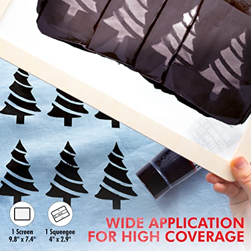 Marabu Screen Printing Kit Set - Screen Print Kit with Reusable Wooden Frame, 1 Screen Printing Squeegee, and 3 x 100ml Ink - Silk Screen Printing Marabu