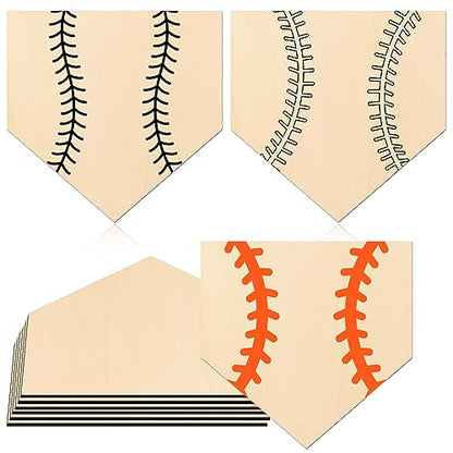 6 Pcs Unfinished Wood for Crafts Wooden Home Plate Baseball Softball Unfinished Wood Baseball Plaque Baseball Home Plate Softball Blank Wood Cutouts - WoodArtSupply