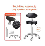 Kaleurrier Swivel Stool Chair Adjustable Height,Heavy Duty Hydraulic Rolling Metal Stool for Kitchen,Salon,Bar,Office,Massage (with Back Rest) Kaleurrier