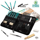 Norberg & Linden XXL Drawing Set - Sketching and Charcoal Pencils. 100 Page Drawing Pad, Kneaded Eraser, and Graphite. Art Set for Kids, Teens and Norberg & Linden