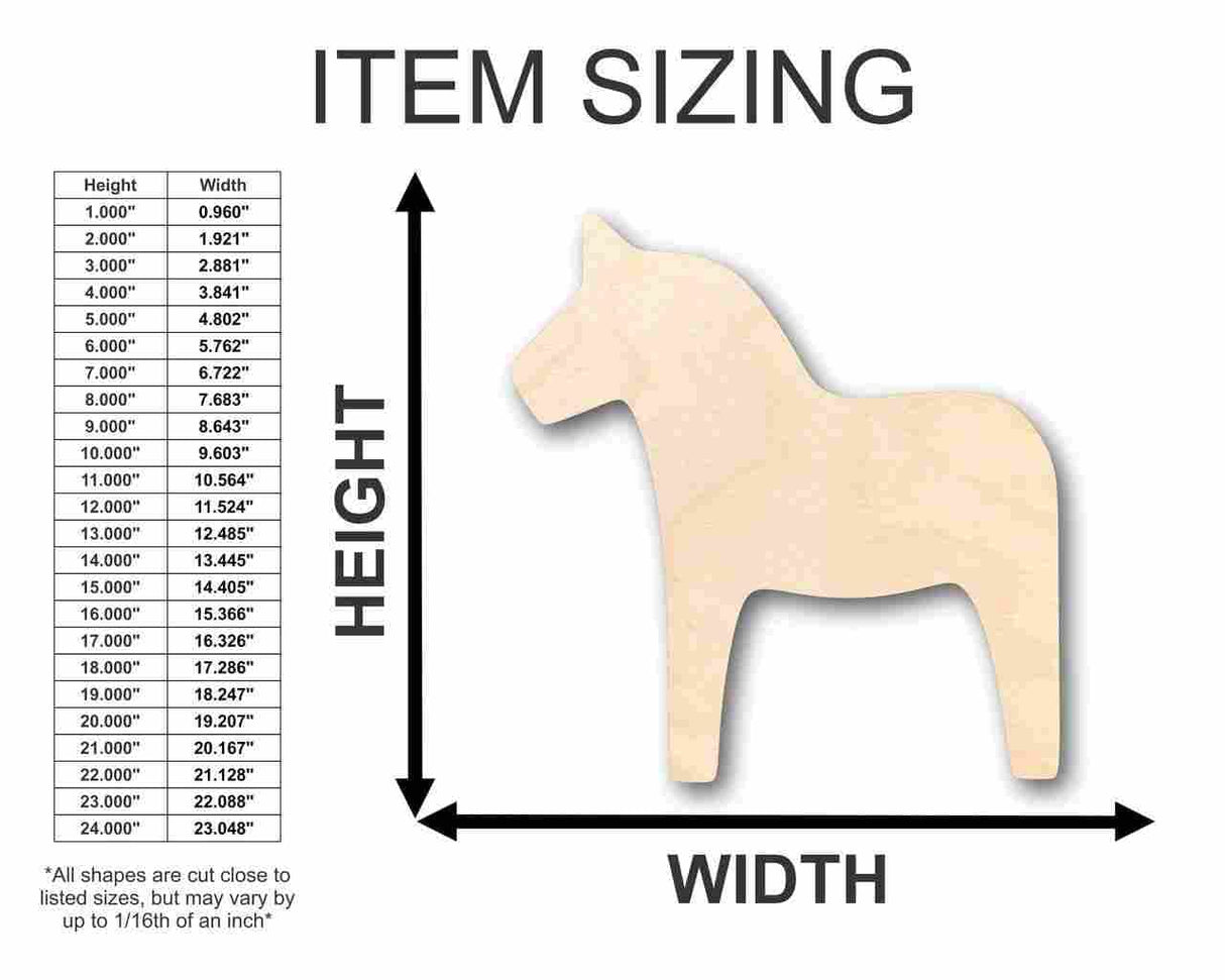 Unfinished Wood Dala Horse Shape - Animal - Craft - up to 24" DIY 4" / 1/2" 24 Hour Crafts