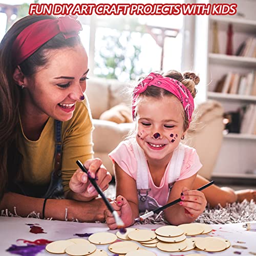 200 Pieces Unfinished Wood Circles with Holes, 2 Inch Wood Circles for Crafts, Small Round Wooden Discs Wood Blanks Round Cutouts Ornaments Slices AWIZOM