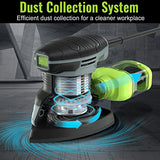 WORKPRO Detail Sander, 13,000 OPM Compact Electric Sander with Dust Collector, 1.6Amp Power Sander with 15PCS Sanderpapers for Tight Spaces WORKPRO