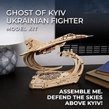 UGEARS Wooden Airplane Model Kits - The Ghost of Kyiv Ukrainian Fighter Jet Model Kit with Movable Ailerons, Wing Flaps & Tail Rudders - MiG-29 UGEARS