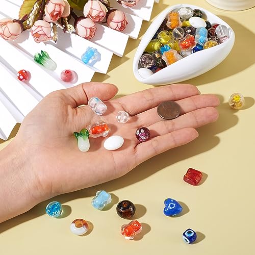 Craftdady 200 pcs Mixed Shapes & Colors Lampwork Glass Beads Loose Beads Fit Most Major Charm Bracelets, 4-20x4-20mm, Hole: 1-2.5mm Craftdady