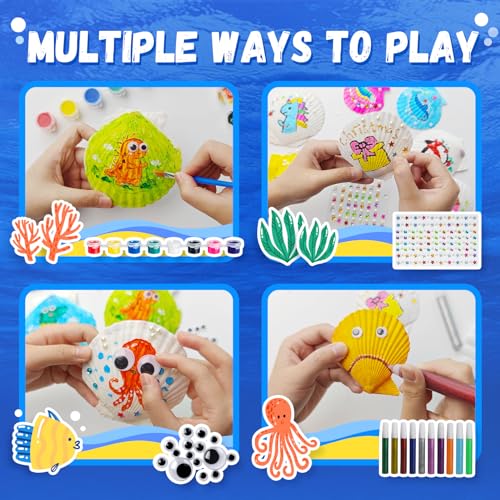 Eleanore's Diary Kids Seashell Painting Kit, Arts & Crafts Painting Gifts for Boys Girls, DIY Creative Craft Activities Toys for Age 5 6 7 8 9 10 11 Eleanore's Diary