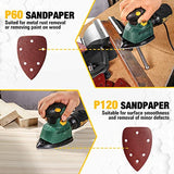 TECCPO Detail Sander, 14,000 OPM Compact Electric Sander with 12Pcs Sandpapers, Efficient Dust Collection System, Multi-Function 1.1Amp Hand Sander TECCPO