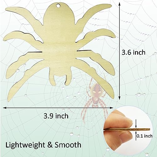 20pcs Unfinished Spider Wood DIY Crafts Cutouts Wooden Spider Shape Cutouts Halloween Wood Cutouts for Painting Halloween Tree Decorations Wreath - WoodArtSupply