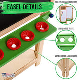 U.S. Art Supply Children's 3-Sided Art Activity Easel with Chalkboard, Large Paper Roll, Shelf & Plastic Paint Cups US Art Supply