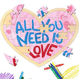 Blank Puzzle Heart Shape with 40 Pieces, Blank Heart Wooden Jigsaw Puzzle with Puzzle Tray for Crafts & DIY, Custom Puzzle 11.2x8.4 Inches 1 Pack MoinKidz