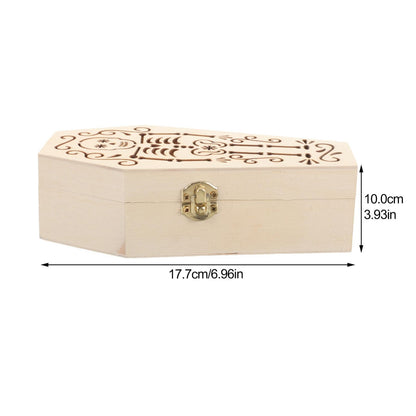 GANAZONO Unfinished Wood Coffin Halloween Coffin Box Small Unfinished Wood Funeral Coffin with Hinged Lid DIY Keepsake Casket Coffin Treat Box for - WoodArtSupply