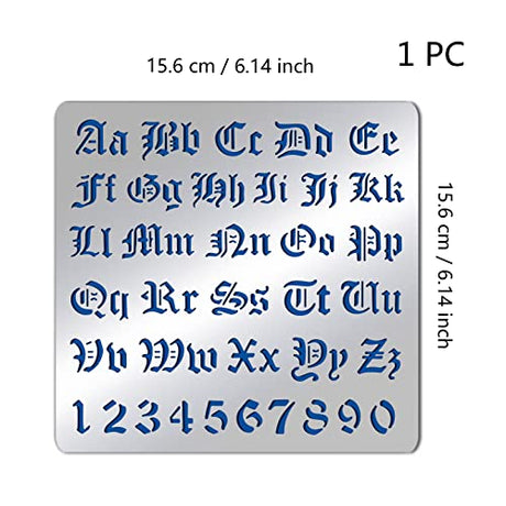 BENECREAT Matte Metal Letters Stencils, Gothic A to Z Alphabet & Number Stencil Template for Painting, Wood Burning, Leather Burning, Engraving, BENECREAT