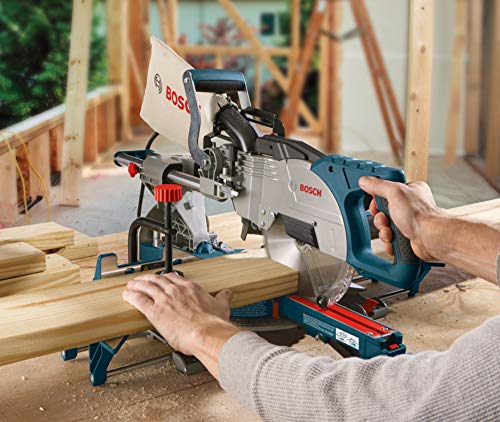 BOSCH CM8S 8-1/2 Inch Single Bevel Sliding Compound Miter Saw, Blue - WoodArtSupply