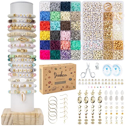 Deinduser Bracelet Making Kit 7200 Pcs Clay Beads for Friendship Bracelet DIY Jewelry Making Polymer Heishi Beads with Charms Gifts for Adults for Deinduser