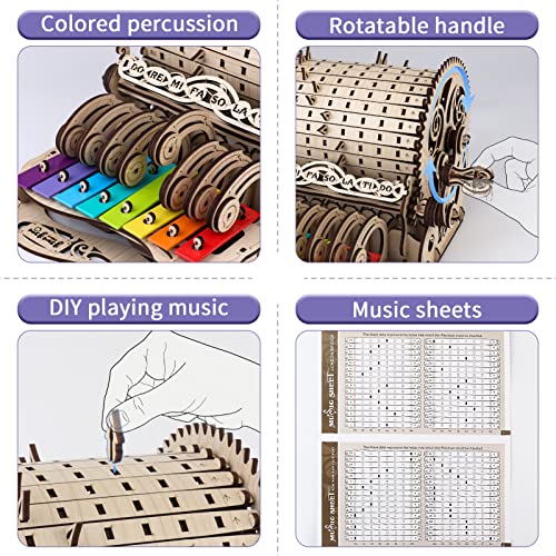 nicknack 3D Wooden Puzzles Model Kits for Adults Piano Mechanical Music Box Model Wooden Xylophone Toy - WoodArtSupply