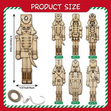 24 Pieces DIY Christmas Nutcracker Ornaments Unfinished Wooden Hanging Walnut Soldier Decoration Blank Xmas Crafts for Christmas Tree Holiday Party WoodArtSupply