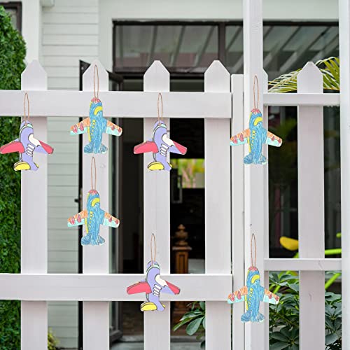 Airplane Wooden Outer Space Wood with Twines Art Unfinished Ornaments for Wedding Birthday Theme of Universe Party Decoration 20Pcs Zontween