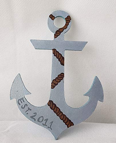 Anchor Cutout Unfinished Wood Nautical Beach House Decor Ocean Door Hanger MDF Shape Canvas Style 1 (24")