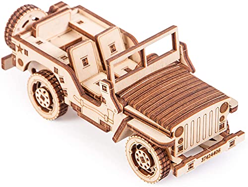 Wood Trick SUV Car Mini 3D Wooden Puzzle for Adults and Kids to Build - 6.3 x 2.8 in - Mechanical Moving Parts - Wood Model Kit - WoodArtSupply