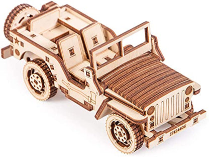 Wood Trick SUV Car Mini 3D Wooden Puzzle for Adults and Kids to Build - 6.3 x 2.8 in - Mechanical Moving Parts - Wood Model Kit - WoodArtSupply