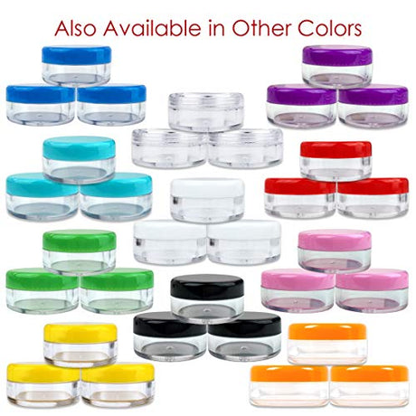 50 New Empty 5 Grams Acrylic Clear Round Jars - BPA Free Containers for Cosmetic, Lotion, Cream, Makeup, Bead, Eye shadow, Rhinestone, Samples, Pot, Beauticom