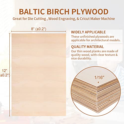 Wortade 20 Pack 12x 8Inch Basswood Sheets 1/16 Thin Craft Plywood Sh –  WoodArtSupply