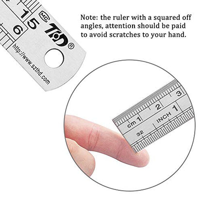 Ruler Metal Straight Edge Ruler Stainless Steel Ruler 6 Inch Ruler Set Rulers Bulk 12 Pack - WoodArtSupply