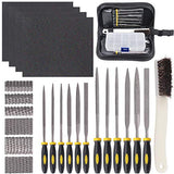 Glarks 18Pcs Assorted Wood Rasp Set Include 12Pcs Mini Hand Metal Files, A Brush and Storage Box with 4Pcs Sandpaper for Fixing Jewelers Diamond Wood Glarks
