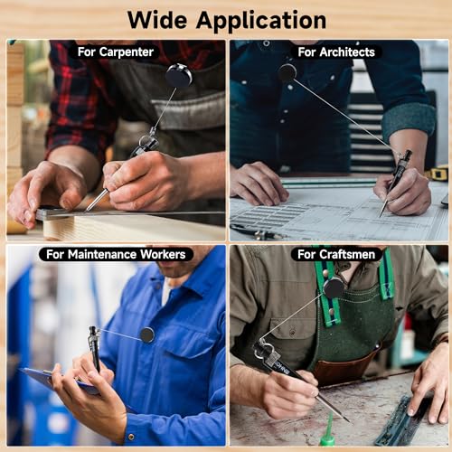 Enhon 57 Pcs Carpenter Pencils Set, Construction Pencils with Sharpener and 52 Refills, Deep Hole Mechanical Carpenter Pencil Set with Retractable Enhon