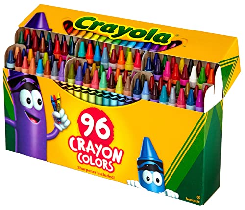 Classic Color Crayons in Flip-Top Pack with Sharpener, 96 Colors - WoodArtSupply